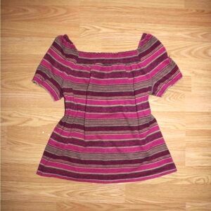 Chaps Pink and BlackGreen Striped Blouse